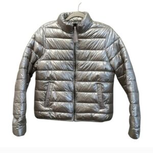 STYLUS Shiny Silver Puffer Coat